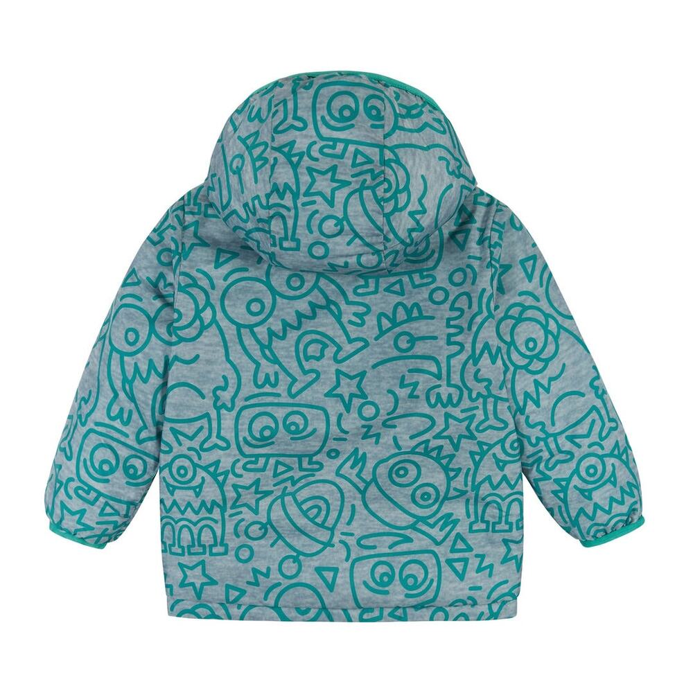 Andy and Evan Reversible Aqua Monsters Puffer Hooded Jacket Size 12-18 Months - Picture 4 of 11